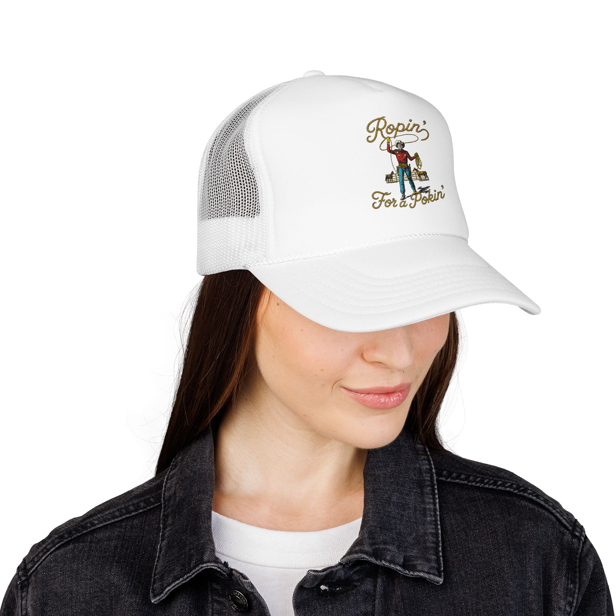 Ropin' For a Pokin' Foam Trucker Hat | Cowboy Rope Western Cap
