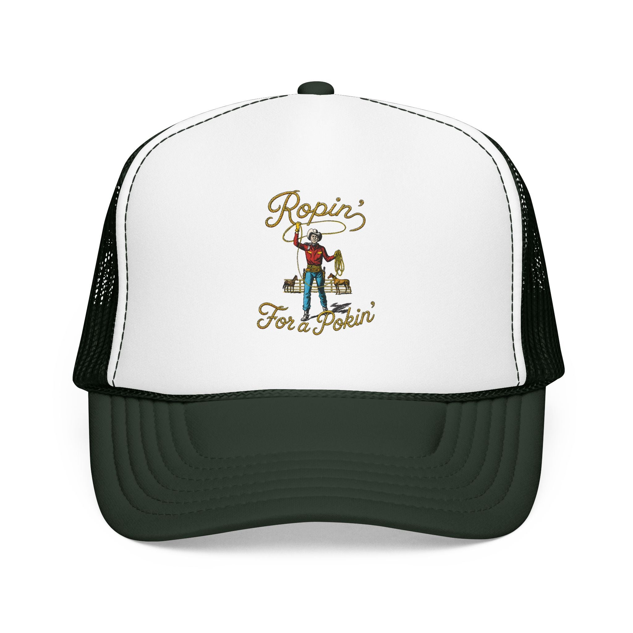 Ropin' For a Pokin' Foam Trucker Hat | Cowboy Rope Western Cap
