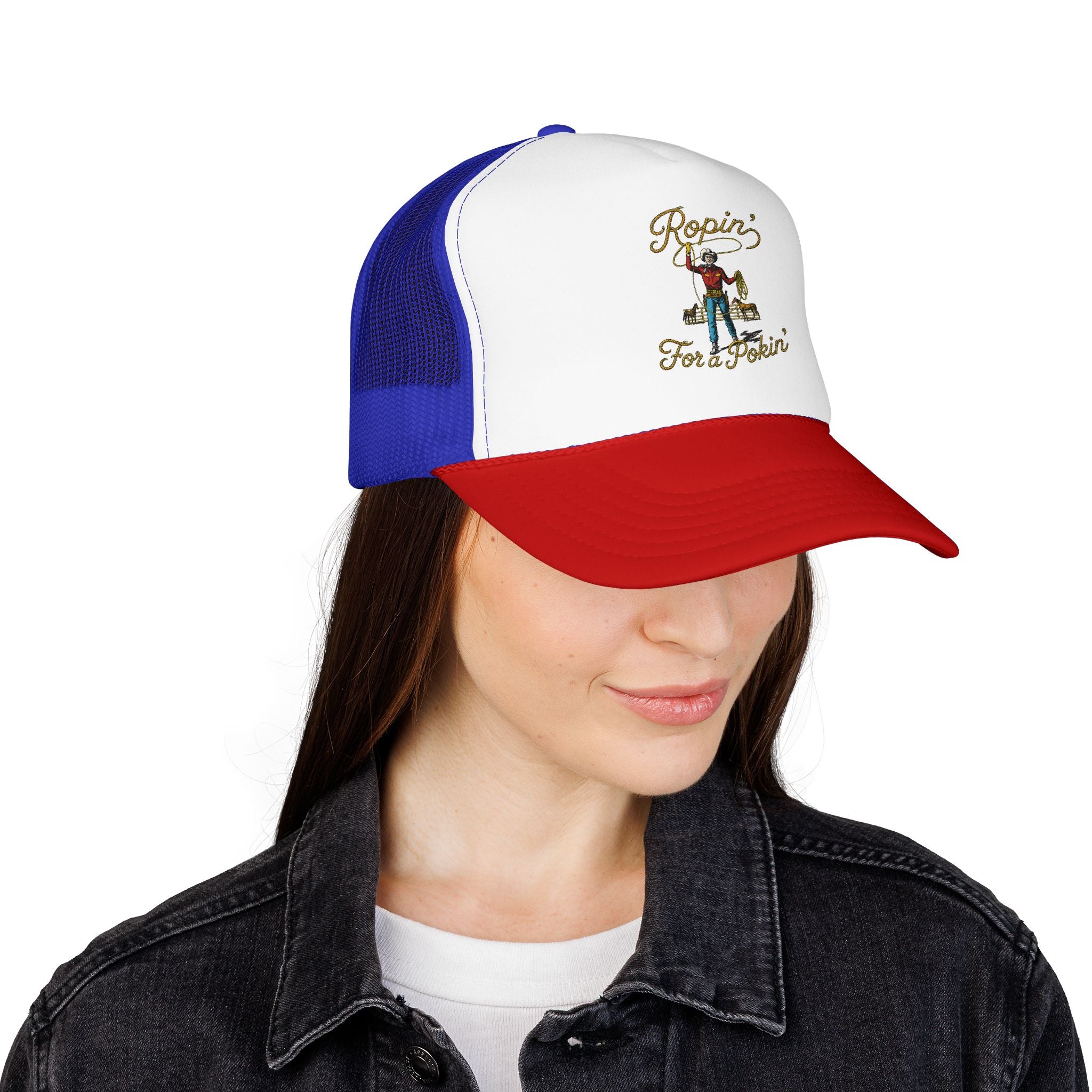 Ropin' For a Pokin' Foam Trucker Hat | Cowboy Rope Western Cap