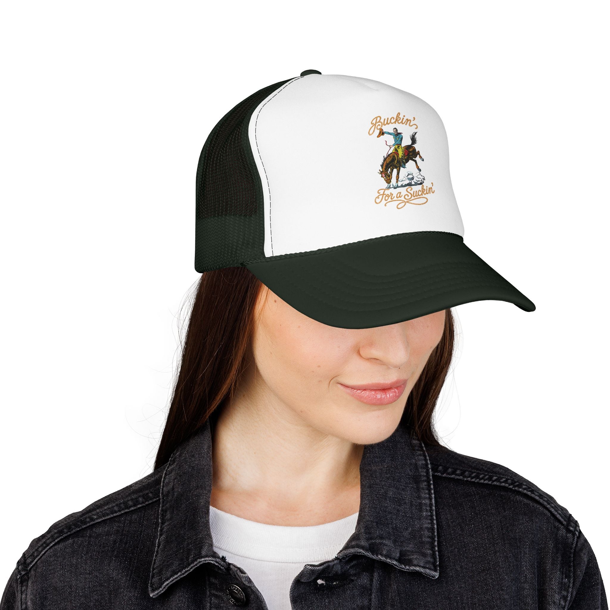 Buckin' For a Suckin' Trucker Hat | Rodeo Cowboy Foam Mesh Cap